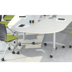 Table pliante angle de liaison 165° Fliptop Twin - 85,5 x 85,5 cm - piétement mobile - plateau mélaminé rabattable