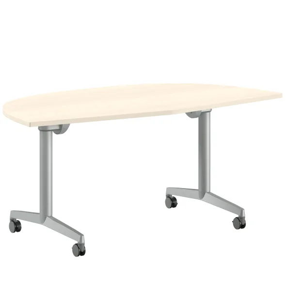 Table pliante angle de liaison 165° Fliptop Twin - 85,5 x 85,5 cm - piétement mobile - plateau mélaminé rabattable