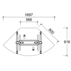 Table pliante angle de liaison 90° Fliptop Twin - 80 x 80 cm piétement mobile - plateau ébénisterie rabattable