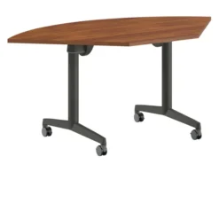 Table pliante angle de liaison 90° Fliptop Twin - 80 x 80 cm piétement mobile - plateau ébénisterie rabattable