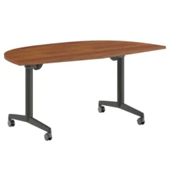 Table pliante angle de liaison 165° Fliptop Twin - 85,5 x 85,5 cm - piétement mobile - plateau ébénisterie rabattable