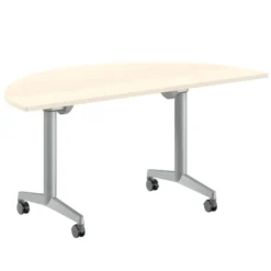 Table pliante demi-lune Fliptop Twin - 160 x 80 cm - piétement mobile - plateau mélaminé rabattable
