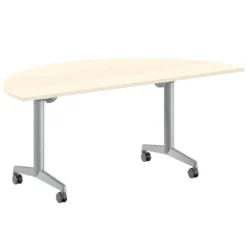 Table pliante demi-lune Fliptop Twin - 180 x 90 cm - piétement mobile - plateau mélaminé rabattable