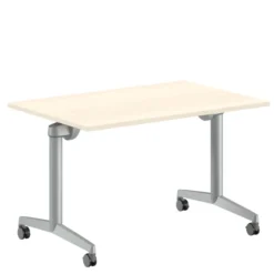 Table pliante Fliptop Twin - 120 x 80 cm - piétement mobile - plateau mélaminé rabattable