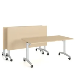 Table pliante Fliptop Twin - 120 x 80 cm - piétement mobile - plateau mélaminé rabattable