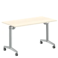 Table pliante Fliptop Twin - 130 x 65 cm - piétement mobile - plateau mélaminé rabattable