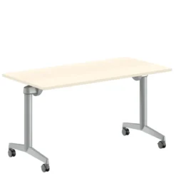 Table pliante Fliptop Twin - 140 x 70 cm - piétement mobile - plateau mélaminé rabattable