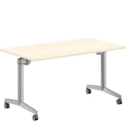 Table pliante Fliptop Twin - 140 x 80 cm - piétement mobile - plateau mélaminé rabattable