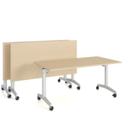 Table pliante Fliptop Twin - 140 x 80 cm - piétement mobile - plateau mélaminé rabattable