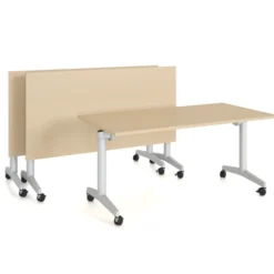 Table pliante Fliptop Twin - 150 x 75 cm - piétement mobile - plateau mélaminé rabattable