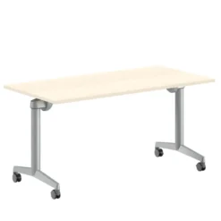 Table pliante Fliptop Twin - 150 x 75 cm - piétement mobile - plateau mélaminé rabattable
