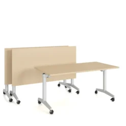 Table pliante Fliptop Twin - 160 x 70 cm - piétement mobile - plateau mélaminé rabattable