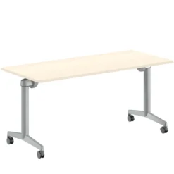 Table pliante Fliptop Twin - 160 x 70 cm - piétement mobile - plateau mélaminé rabattable