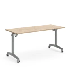 Table pliante Fliptop Twin - 160 x 65 cm - piétement mobile - plateau mélaminé rabattable