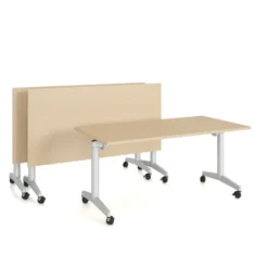 Table pliante Fliptop Twin - 160 x 65 cm - piétement mobile - plateau mélaminé rabattable
