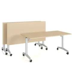 Table pliante Fliptop Twin - 160 x 80 cm - piétement mobile - plateau mélaminé rabattable