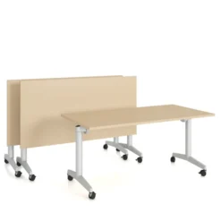 Table pliante Fliptop Twin - 160 x 90 cm - piétement mobile - plateau mélaminé rabattable
