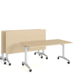 Table pliante Fliptop Twin - 180 x 80 cm - piétement mobile - plateau mélaminé rabattable