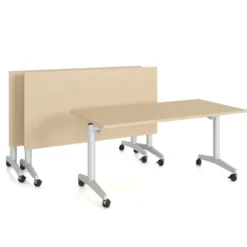 Table pliante Fliptop Twin - 180 x 90 cm - piétement mobile - plateau mélaminé rabattable