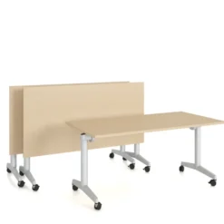 Table pliante Fliptop Twin - 200 x 80 cm - piétement mobile - plateau mélaminé rabattable