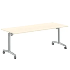 Table pliante Fliptop Twin - 200 x 80 cm - piétement mobile - plateau mélaminé rabattable