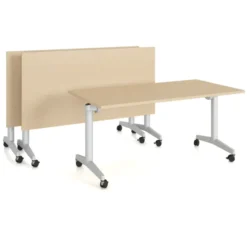 Table pliante Fliptop Twin - 200 x 90 cm - piétement mobile - plateau mélaminé rabattable
