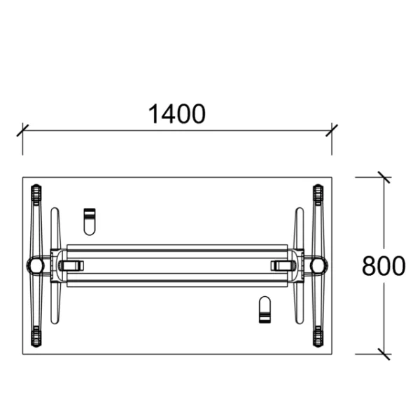 Table pliante Fliptop Twin - 140 x 80 cm - piétement mobile - plateau ébénisterie rabattable