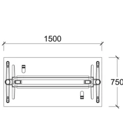 Table pliante Fliptop Twin - 150 x 75 cm - piétement mobile - plateau ébénisterie rabattable