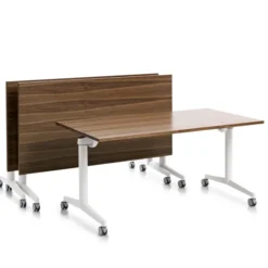 Table pliante Fliptop Twin - 160 x 65 cm - piétement mobile - plateau ébénisterie rabattable