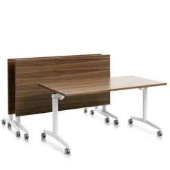 Table pliante Fliptop Twin - 160 x 80 cm - piétement mobile - plateau ébénisterie rabattable