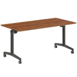 Table pliante Fliptop Twin - 160 x 80 cm - piétement mobile - plateau ébénisterie rabattable