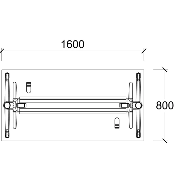 Table pliante Fliptop Twin - 160 x 80 cm - piétement mobile - plateau ébénisterie rabattable