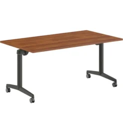 Table pliante Fliptop Twin - 160 x 90 cm - piétement mobile - plateau ébénisterie rabattable