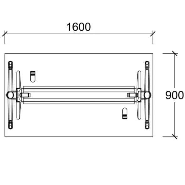 Table pliante Fliptop Twin - 160 x 90 cm - piétement mobile - plateau ébénisterie rabattable