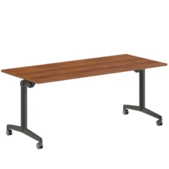 Table pliante Fliptop Twin - 180 x 80 cm - piétement mobile - plateau ébénisterie rabattable