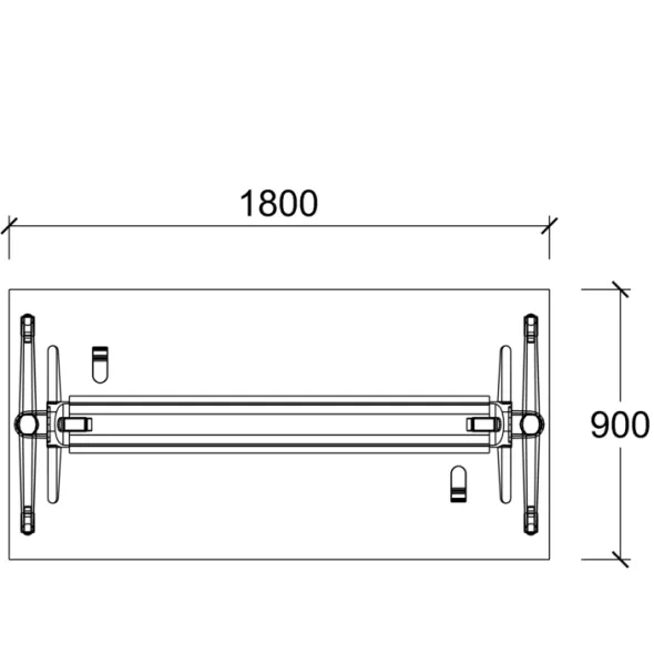Table pliante Fliptop Twin - 180 x 90 cm - piétement mobile - plateau ébénisterie rabattable