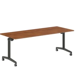 Table pliante Fliptop Twin - 200 x 80 cm - piétement mobile - plateau ébénisterie rabattable