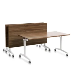 Table pliante Fliptop Twin - 200 x 80 cm - piétement mobile - plateau ébénisterie rabattable