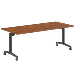 Table pliante Fliptop Twin - 200 x 90 cm - piétement mobile - plateau ébénisterie rabattable