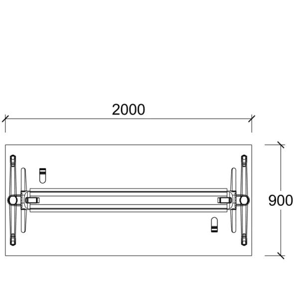 Table pliante Fliptop Twin - 200 x 90 cm - piétement mobile - plateau ébénisterie rabattable