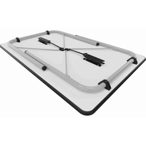 Table pliante Multiplat plateau PET recyclé gris étain - rectangulaire - l. 120 x pr. 80 cm - piétement époxy
