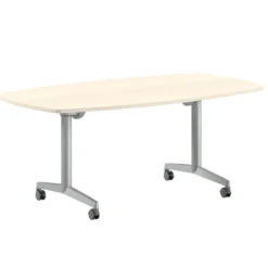 Table pliante tonneau Fliptop Twin - 180 x 100 cm - piétement mobile - plateau mélaminé rabattable