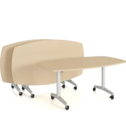 Table pliante tonneau Fliptop Twin - 180 x 100 cm - piétement mobile - plateau mélaminé rabattable