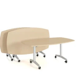 Table pliante tonneau Fliptop Twin - 200 x 100 cm - piétement mobile - plateau mélaminé rabattable