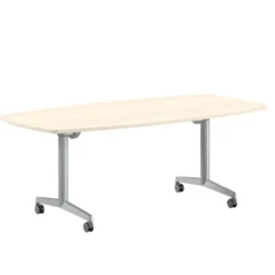 Table pliante tonneau Fliptop Twin - 200 x 100 cm - piétement mobile - plateau mélaminé rabattable