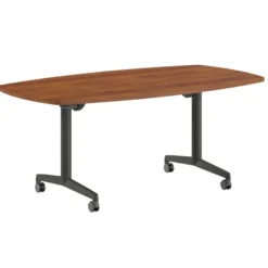 Table pliante tonneau Fliptop Twin - 180 x 100 cm - piétement mobile - plateau ébénisterie rabattable