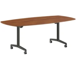 Table pliante tonneau Fliptop Twin - 200 x 100 cm - piétement mobile - plateau ébénisterie rabattable