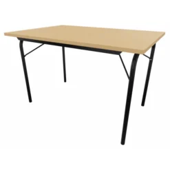 Table pliante Visa - rectangulaire - 120 x 80 cm - plateau hêtre naturel - piétement noir