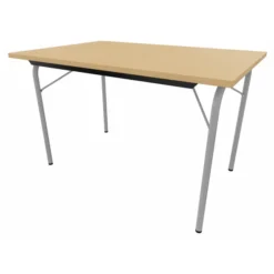 Table pliante Visa - rectangulaire - 120 x 80 cm - plateau hêtre naturel - piétement gris alu