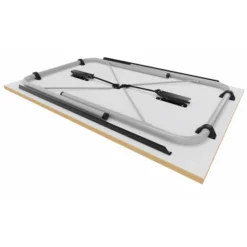 Table pliante Visa - rectangulaire - 120 x 80 cm - plateau hêtre naturel - piétement gris alu